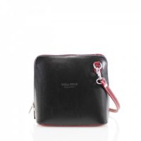 Small Square Black Red Leather Shoulder Bag