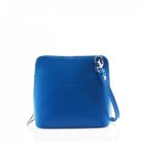 Small Square Blue Leather Shoulder Bag