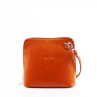 Small Square Tan Leather Shoulder Bag