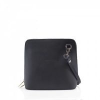 Small Square Dark Grey Leather Shoulder Bag