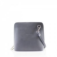 Small Square Light Grey Leather Shoulder Bag