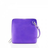 Small Square Lilac Leather Shoulder Bag