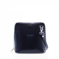 Small Square Navy Leather Shoulder Bag