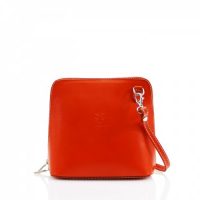 Small Square Orange Leather Shoulder Bag