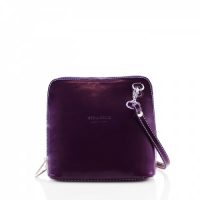 Small Square Purple Leather Shoulder Bag