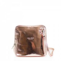 Small Square Rose Gold Leather Shoulder Bag