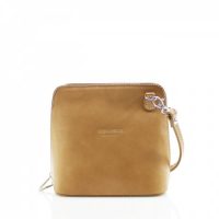 Small Square Taupe Leather Shoulder Bag