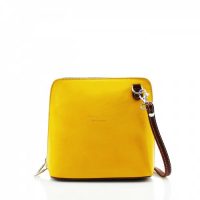 Small Square Yellow Leather Shoulder Bag