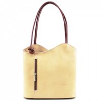 Leather Shoulder Bag/Backpack Apricot Tan