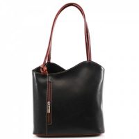 Leather Shoulder Bag/Backpack Black Tan