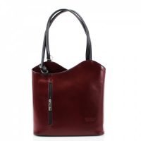 Leather Shoulder Bag/Backpack Burgundy Black