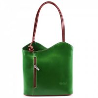 Leather Shoulder Bag/Backpack Green Brown