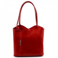 Leather Shoulder Bag/Backpack Red
