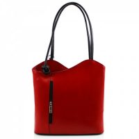 Leather Shoulder Bag/Backpack Red Black