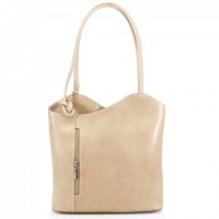 Leather Shoulder Bag/Backpack Taupe