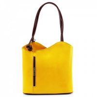 Leather Shoulder Bag/Backpack Yellow Brown