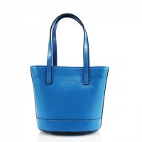 Bucket Style Leather Bag Handbag Blue