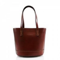 Bucket Style Leather Bag Handbag Brown