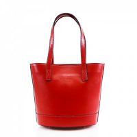 Bucket Style Leather Bag Handbag Red