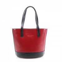 Bucket Style Leather Bag Handbag Red Black