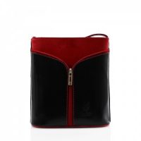 Small Cross Body Leather Bag Handbag Black Red