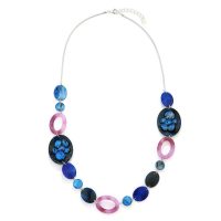 Pink and Blue Faceted Resin Necklace