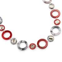 Circles and Gems Together Necklace - Red