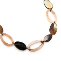 Coloured Stones Necklace Chain - Khaki/Brown