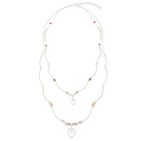 Curved Bars Hearts and Beads Necklace - Mix