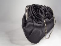 Black satin clutch bag