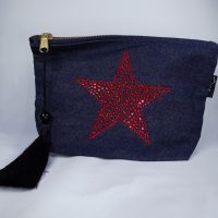 Blue makeup bag red star