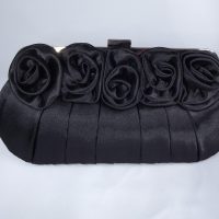 Black satin clutch bag
