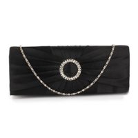 Black Sparkly Crystal Satin Evening Bag