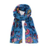 folk flower light blue scarf
