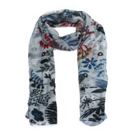 grey floral scarf