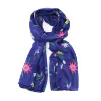 passion flower navy scarf