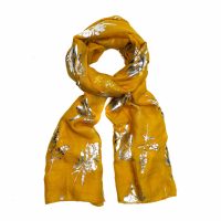 yellow foil floral scarf
